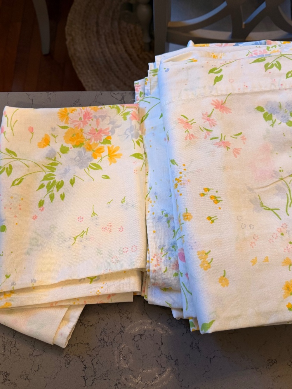 Vintage Cannon Monticello Floral Sheet Set Queen Size Wildflowers Cottagecore